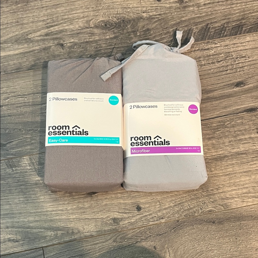Room Essentials light and dark gray queen pillowcase sets
